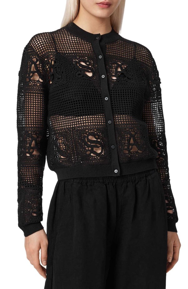 オールセインツ レディース アウター パーカー・スウェット メッシュ ジレー AllSaints Kyra Mesh Cardigan Black 黒いこと