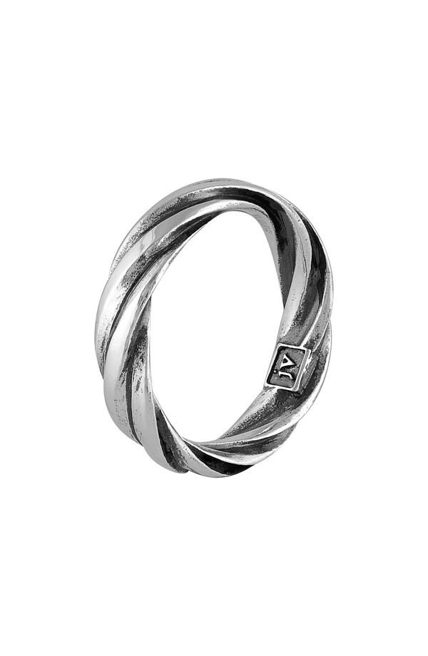 ジョンバルベイトス メンズ 添え物 頸飾り・チョー鉄道車両 John Varvatos Men\u0027s Twist Band Ring Silver しろがね色