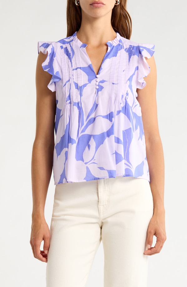 シュガーリップス レディース トップス シャツ プリーツ フリル コットン SUGARLIPS Tracy Ruffle Pleated CottonTop Lavender ラベンダー｜ReVida 店