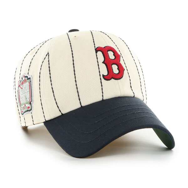 フォーティーセブン メンズ アクセサリー 帽子 Men's '47 x Rawlings Natural/Navy Boston Red Sox Pinstripe Clean Up Adjustable Hat Natural ネイビー|ReVida 店