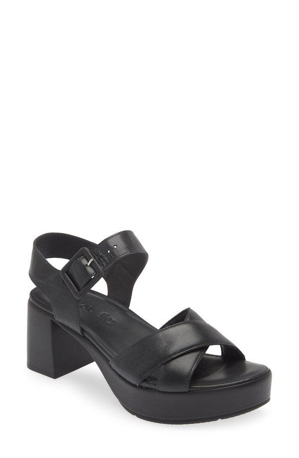ナオト レディース シューズ ヒール プラットフォーム サンダル Naot Elite Platform Sandal Shiny Black Leather ブラック｜ReVida 店