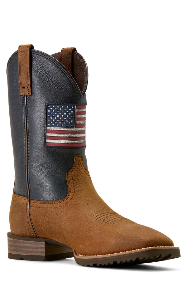 アリアト メンズ シューズ ブーツ・レインブーツ Ariat Hybrid Rancher Patriot Wide Square Toe Cowboy Boot Brown 赤銅色