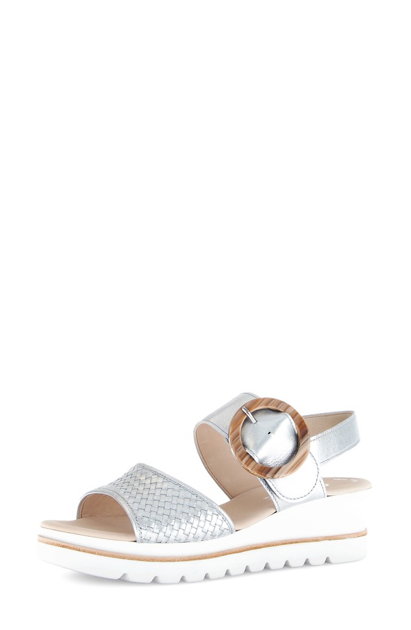 ガボール レディース シューズ ヒール サンダル Gabor Lug Sole Quarter Strap Sandal Silver シルバー