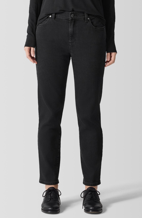 エイリーンフィッシャー レディース ボトムス ジーンズズボン下 ご機嫌酉の方角 アンクル デニム Eileen Fisher High Waist Ankle Slim Jeans Black 黒いこと