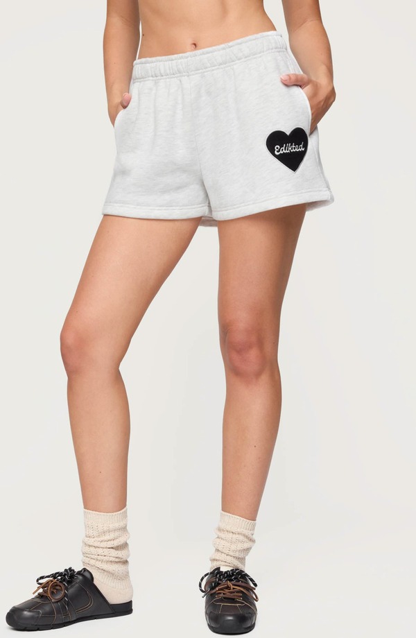 アディクテッド レディース ボトムス 二分の一ズボン下・さる股引き 遊撃手ズボン下 EDIKTED Big Love Sweat Shorts Gray-Melange 薄墨色