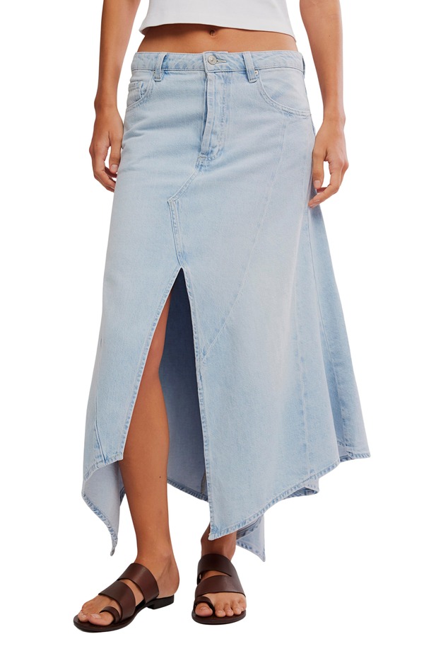 フリーピープル レディース ボトムス ジーンズズボン下 スコート Free People Aquarius Handkerchief Denim Skirt Frostwire ジーンズ