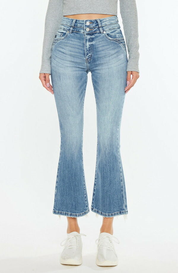 カンクン レディース シューズ ブーツ・レインブーツカット デニム KanCan Belle High Rise Crop Bootcut Jeans Medium Wash