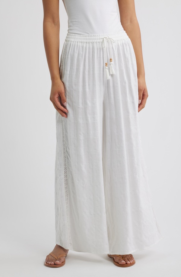下唇長い巻き毛 レディース ボトムス レギンス ワイドレッグ ズボン下 Rip Curl Catalina Islands Wide Leg Pants Optical White 白いこと
