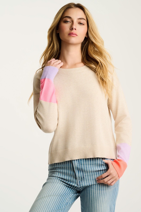 リサ トッド レディース アウター パーカー・スウェット プルオーバー 綿織物 Lisa Todd Block Party Cotton Sweater Almond