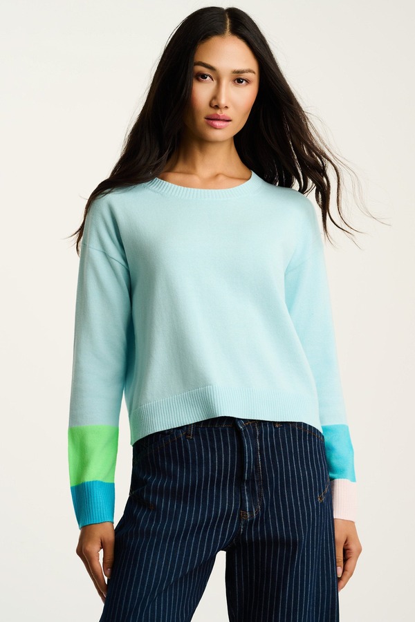 リサ トッド レディース アウター パーカー・スウェット プルオーバー 綿織物 Lisa Todd Block Party Cotton Sweater Aqua アクア