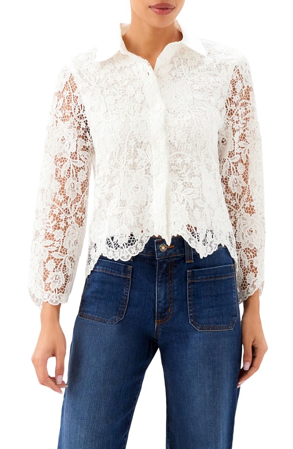 カレンケーン レディース アウター 上衣・上衣 スピード競技 Karen Kane Lace Jacket Off White 象牙色