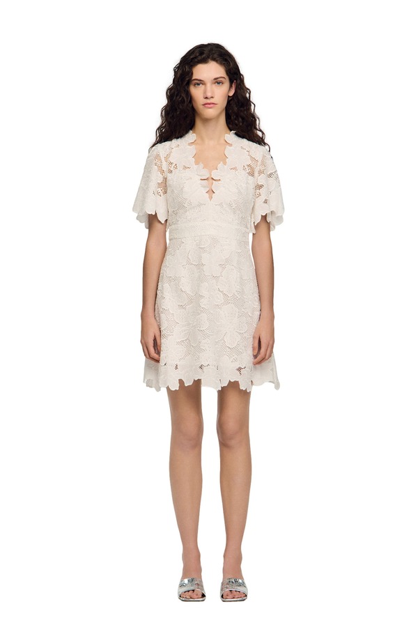 サンドロ レディース ボトムス カジュアルパンツ プリント SANDRO Flower print short dress White ホワイト｜ReVida 店