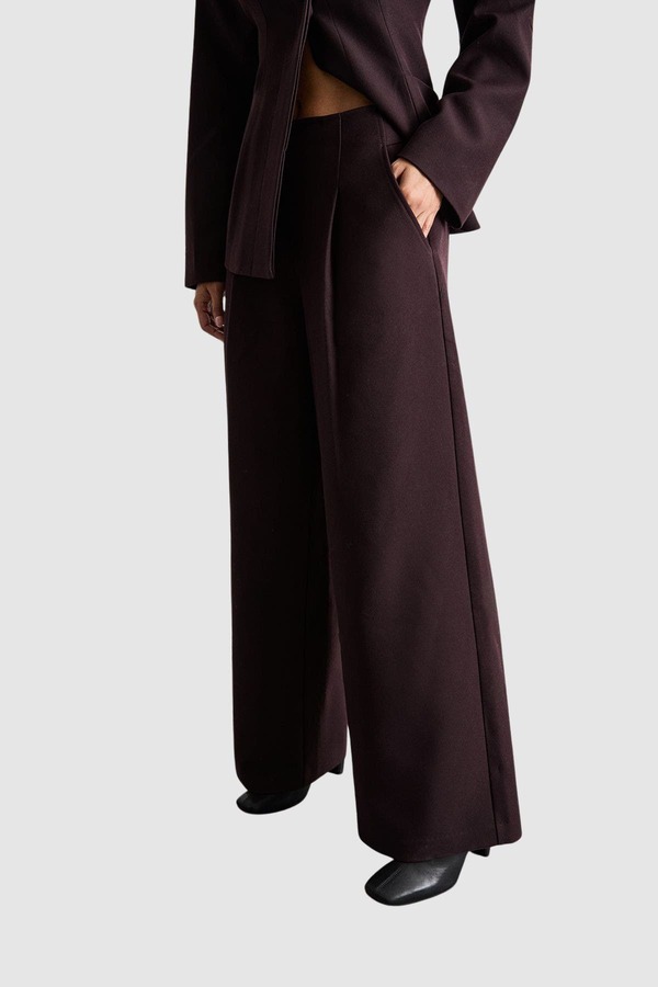 御召しもの棲み家 レディース ボトムス レギンス ワイドレッグ ズボン下 Warehouse Premium Wide Leg Tailored Trousers Berry