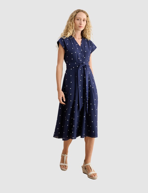 ホッブス英国の首都 レディース トップス 衣装 点点柄 点点 MIDI HOBBS LONDON Samantha Polka Dot Midi Dress Midnightivory 点点