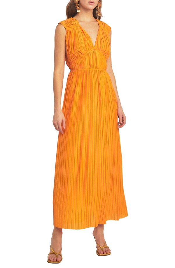 エンドレスローズ レディース トップス ワンピース ノースリーブ マキシ Endless Rose Sleeveless Micropleat Maxi Dress Orange オレンジ｜ReVida 店