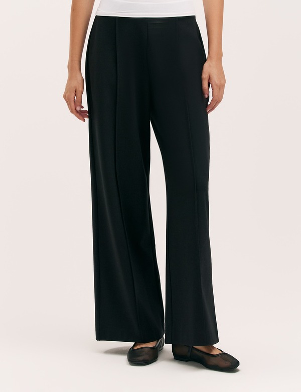 ファイナリー 英国の首都 レディース ボトムス レギンス ワイドレッグ ズボン下 プルオーバー Finery London Caryl Ponte Jersey Wide Leg Trousers Black 黒いこと