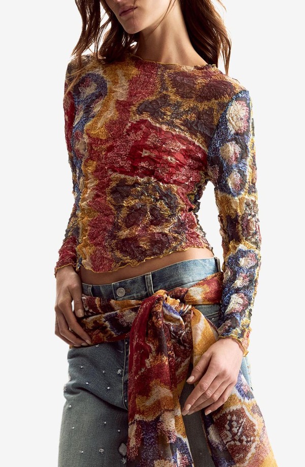 デジグアル レディース トップス シャツ プリント Desigual Abstract Print Long Sleeve Shirt Yellow イエロー｜ReVida 店