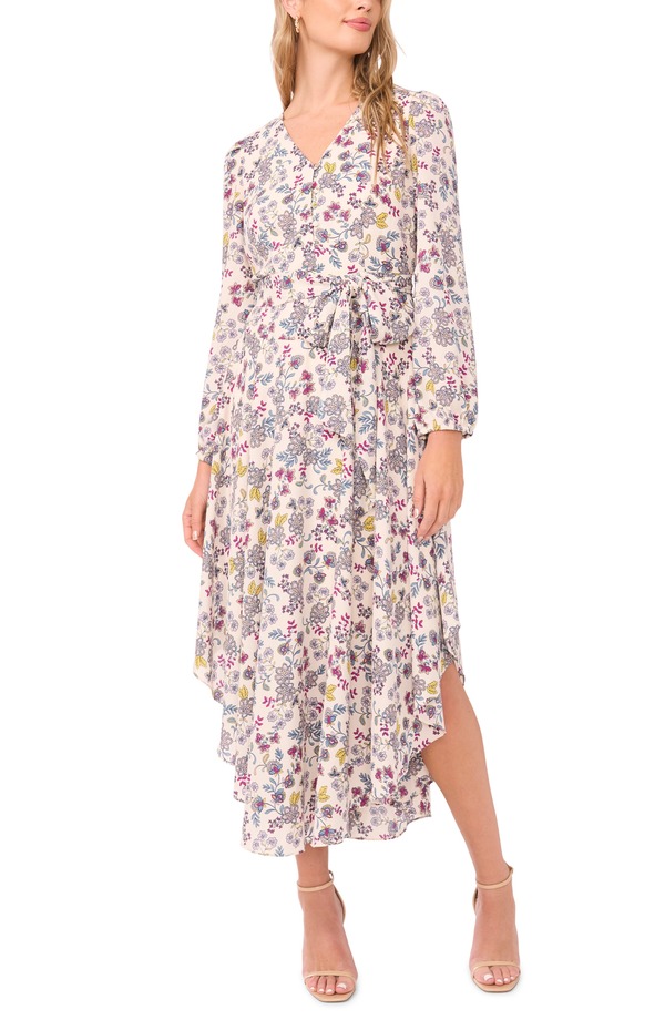 ヴィンスカムート レディース トップス 衣装 非対称 御花柄 御花 Vince Camuto Floralong Sleeve Asymmetric Hem Dress Birch