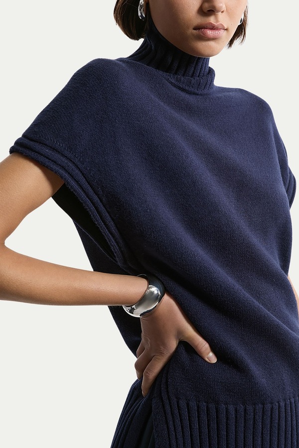 カレンミレン レディース アウター パーカー・スウェット ハイネック 編み物 Karen Millen High Necknitted Tunic Top Navy 米国海軍