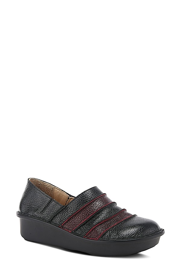 発条足取り レディース シューズ スリッポン・ローファー Spring Step Firefly Wedge Loafer Black Multi 黒いこと