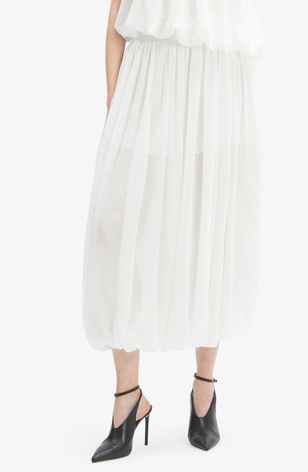 赤ちょうちん点点 レディース 下つ方スコート シフォン マキシ Bardot Corina Chiffon Bubble Maxi Skirt Ivory 象牙色