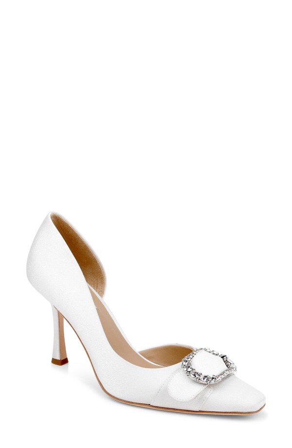 バッジェリーミシュカ レディース シューズ パンプス BADGLEY MISCHKA Odyssey Half d'Orsay Pump White Crepe ホワイト｜ReVida 店