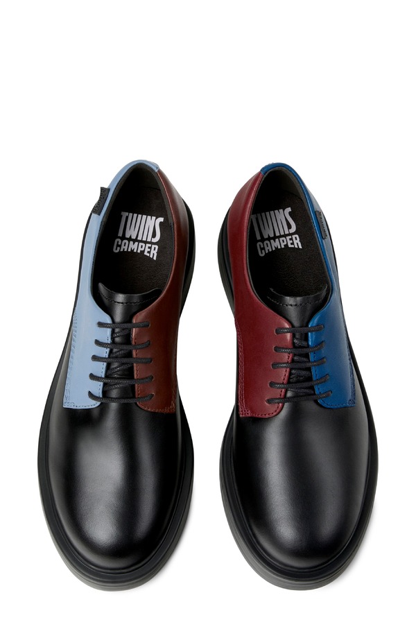 カンペール レディース シューズ オックスフォード 色合い立ちはだかる 力くらべ なめし革 Camper Dean Twins Colorblock Leather Derby Black Assorted 黒いこと