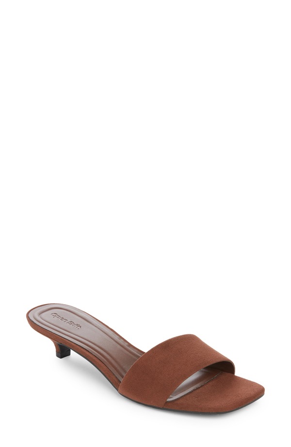 オープンエディット レディース シューズ ヒール サンダル Open Editanner Kitten Heel Slide Sandal Brown Chocolate ブラウン|ReVida 店
