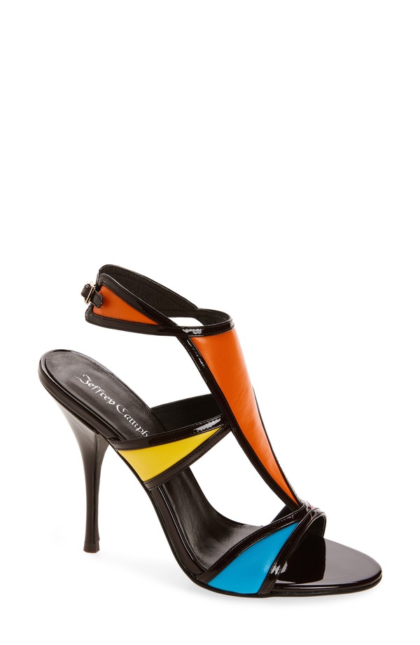 ジェフリー キャンベル レディース シューズ 踵 サンダル アンクル Jeffrey Campbell Kaleido Ankle Strap Sandal Brown Patent Multi 赤銅色