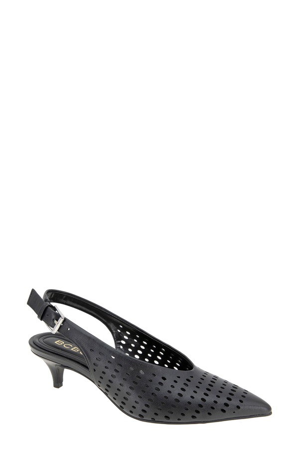 ビーシビージー レディース シューズ 踵 BCBG Pawnee Slingback Pointed Toe Kitten Heel Pump Black 黒いこと