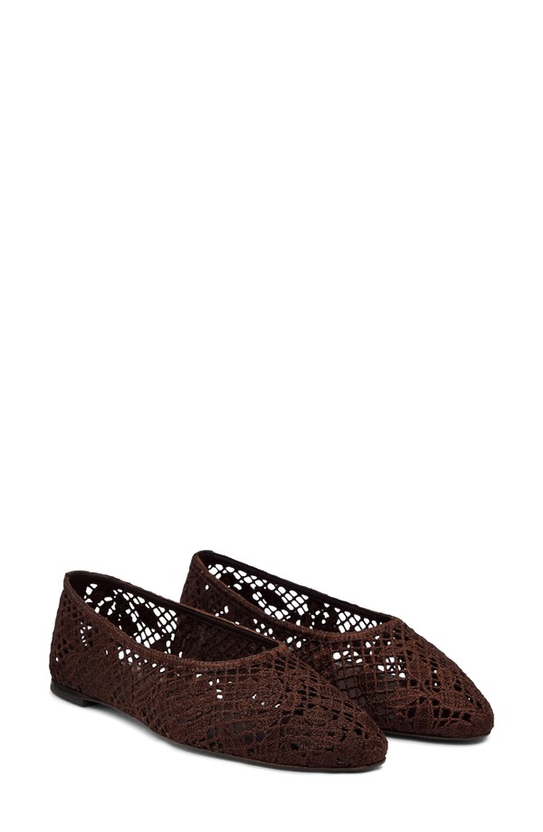 リフォーメーション レディース シューズ パンプス Reformation Pllar Flat Dark Chocolate Floral Crochet 黒茶