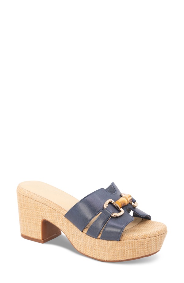 黒茶青碧 レディース シューズ 踵 プラットホーム サンダル Chocolat Blu Gianna Platform Slide Sandal Navy Leather 米国海軍
