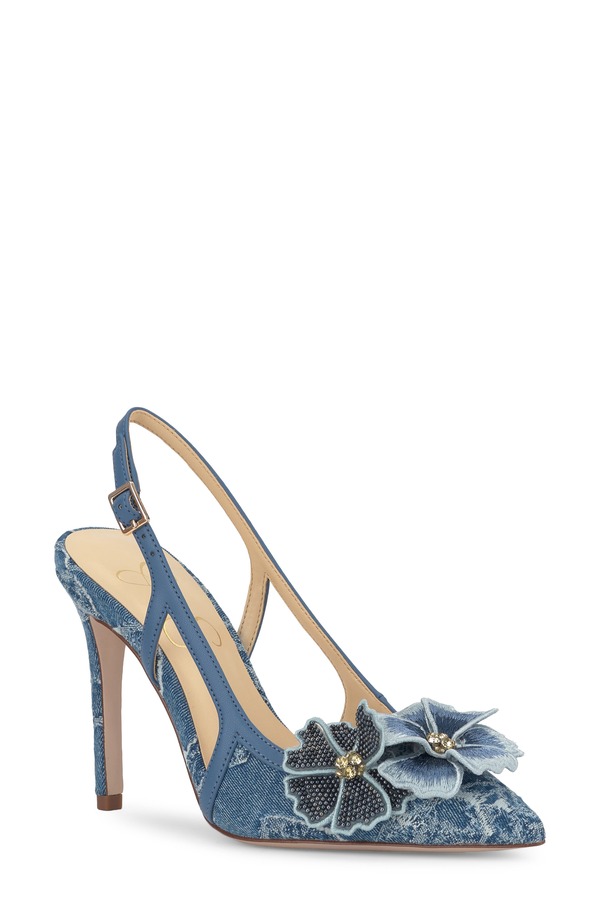 ジェシカシンプソン レディース シューズ 踵 Jessica Simpson Pilita Slingback Pointed Toe Pump Medium Blue 青み