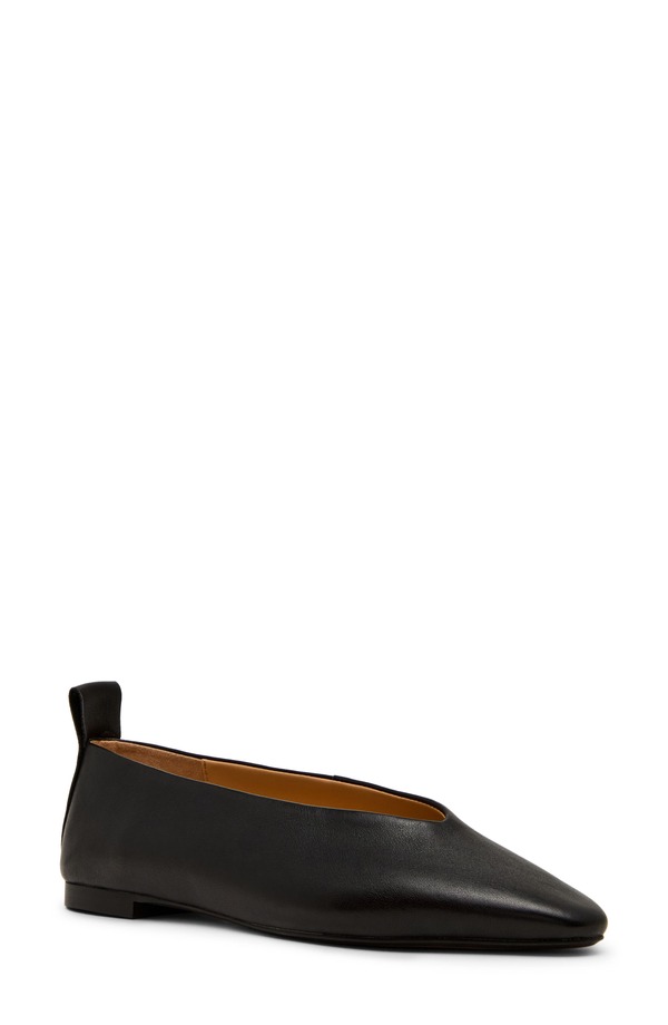 スティーブ マデン レディース シューズ パンプス Steve Madden Swanky Pointed Toe Flat Black Leather 黒いこと