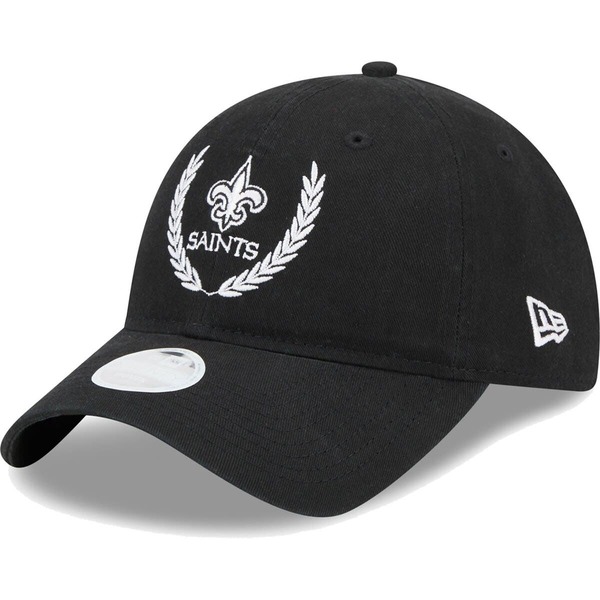 ニュー内鰓 レディース 添え物 かぶり笠 Women\u0027s New Era Black New Orleansaints Leaves 9TWENTY Adjustable Hat Black 黒いこと