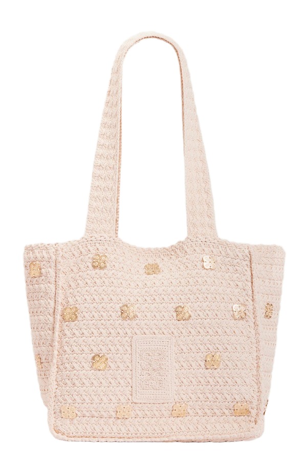 サンドロ レディース バッグ SANDRO Crochet bag with tassels Ecru エクリュ｜ReVida 店