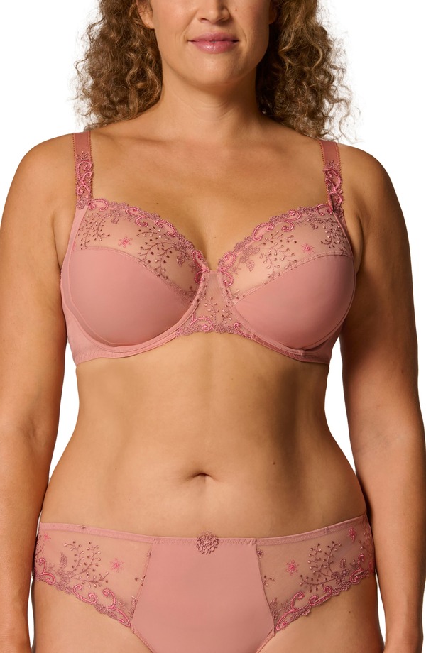 シモーヌペレール レディース アンダー御召しもの ブラ 刺しゅう Simone Perele \u0027Delice\u0027 Embroidered Underwire Bra Smokey Pink さくら色