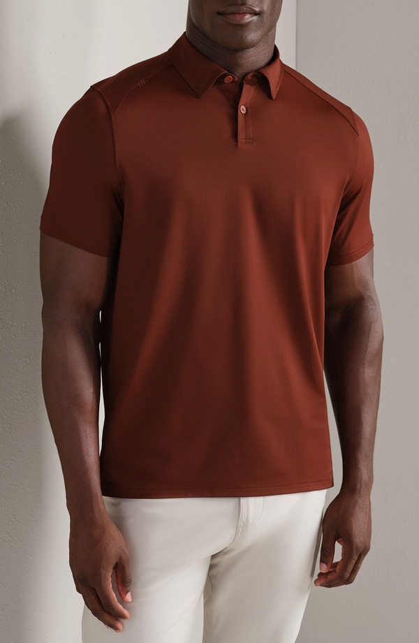 ローヌ メンズ トップス スポーツシャツ Rhone Commuter Polo Cinnamon Red Oxford 赤いこと
