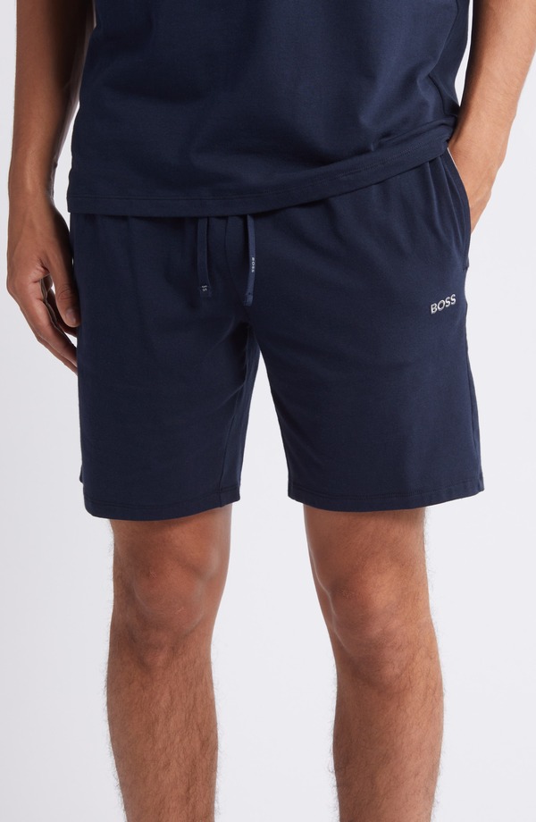 主任者 メンズ ボトムス 二分の一ズボン下・さる股引き 遊撃手ズボン下 BOSS Mix Match Pajama Shorts Dark Blue 青色