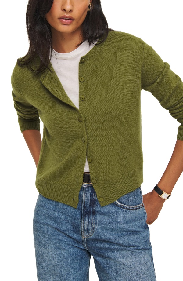 リフォーメーション レディース アウター ジレー Reformation Clara Cashmere Crew Cardigan Pear
