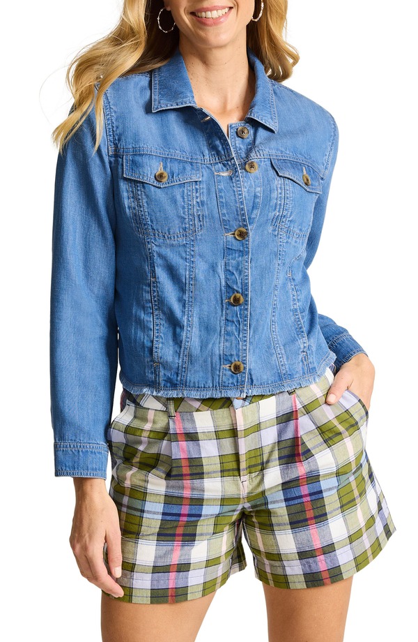 トッミーバハマ レディース アウター 上衣・上衣 Tommy Bahama Fray Hem Chambray Crop Jacket Med Indigo Wash インディゴ