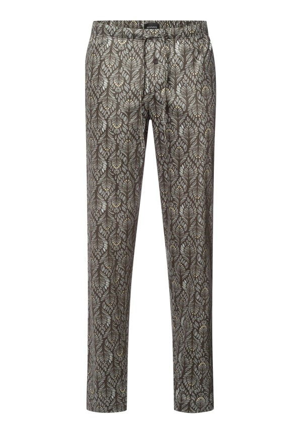 ハンロ メンズ ボトムス 心地よいズボン下 綿織物 Hanro Night Anday Cotton Drawstring Pajama Pants Green Lichen Pattern 緑であること