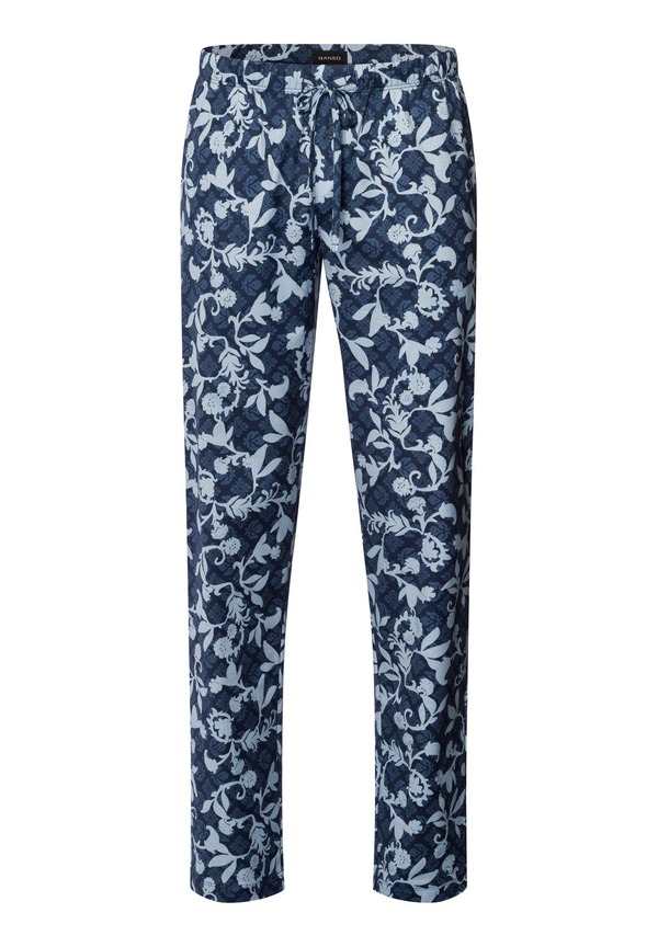ハンロ メンズ ボトムス 心地よいズボン下 綿織物 Hanro Night Anday Cotton Drawstring Pajama Pants Night Blue Tiles 青色