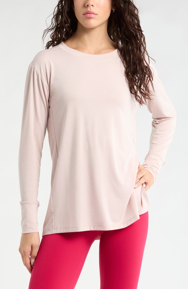 ゼラ レディース トップス ティーシャツ Zella Long Sleeve Split Hem T-Shirt Pink Hush さくら色