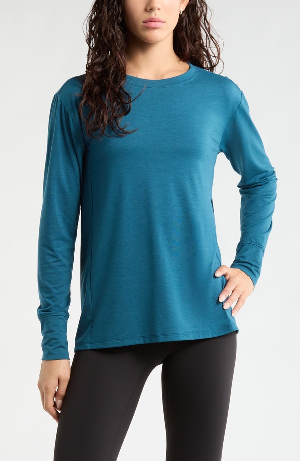 ゼラ レディース トップス ティーシャツ Zella Long Sleeve Split Hem T-Shirteal Seagate ティール