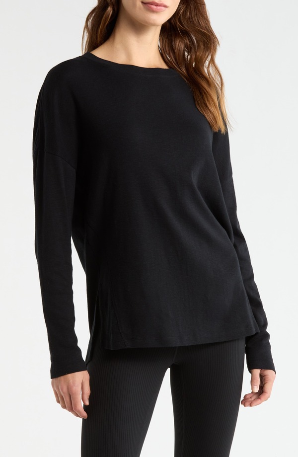 ゼラ レディース トップス ティーシャツ Zella Ease Up Long Sleeve T-Shirt Black 黒いこと
