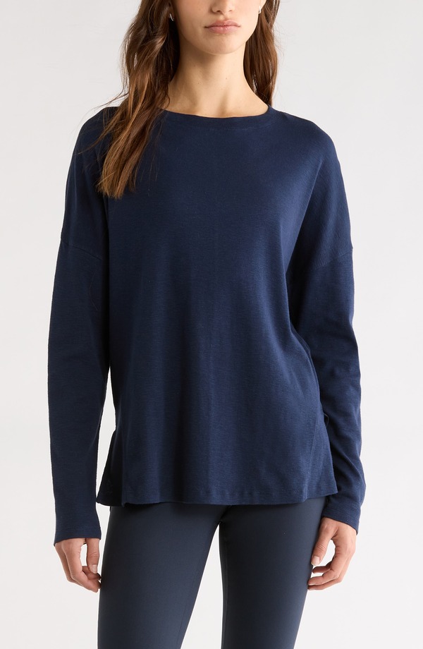 ゼラ レディース トップス ティーシャツ Zella Ease Up Long Sleeve T-Shirt Navy Sapphire 米国海軍