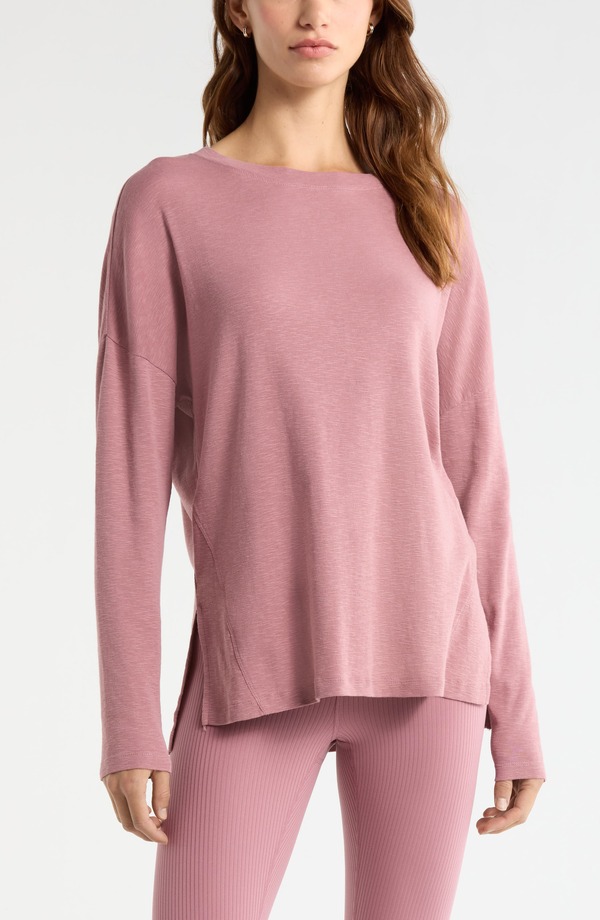 ゼラ レディース トップス ティーシャツ Zella Ease Up Long Sleeve T-Shirt Purple Wistful パープル