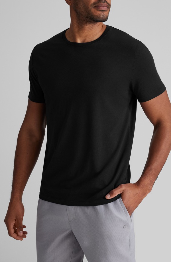 トミージョン メンズ トップス ティーシャツ 労働者の一団のど首 Tommy John Second Skin Crewneck T-Shirt Black 黒いこと