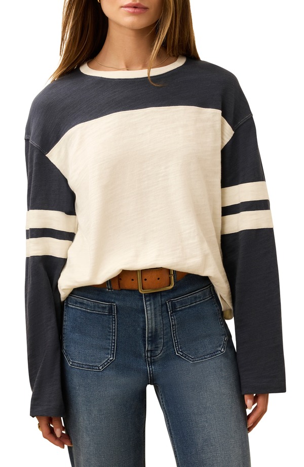 ファレティ レディース トップス ティーシャツ 綿織物 Faherty Sunwashed Varsity Long Sleeve Organicotton Slub T-Shirt Spellbound Varsity